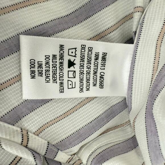 Robert Graham Woven Button Front Long Sleeve Shirt SLATER White Purple M - Picture 6 of 10